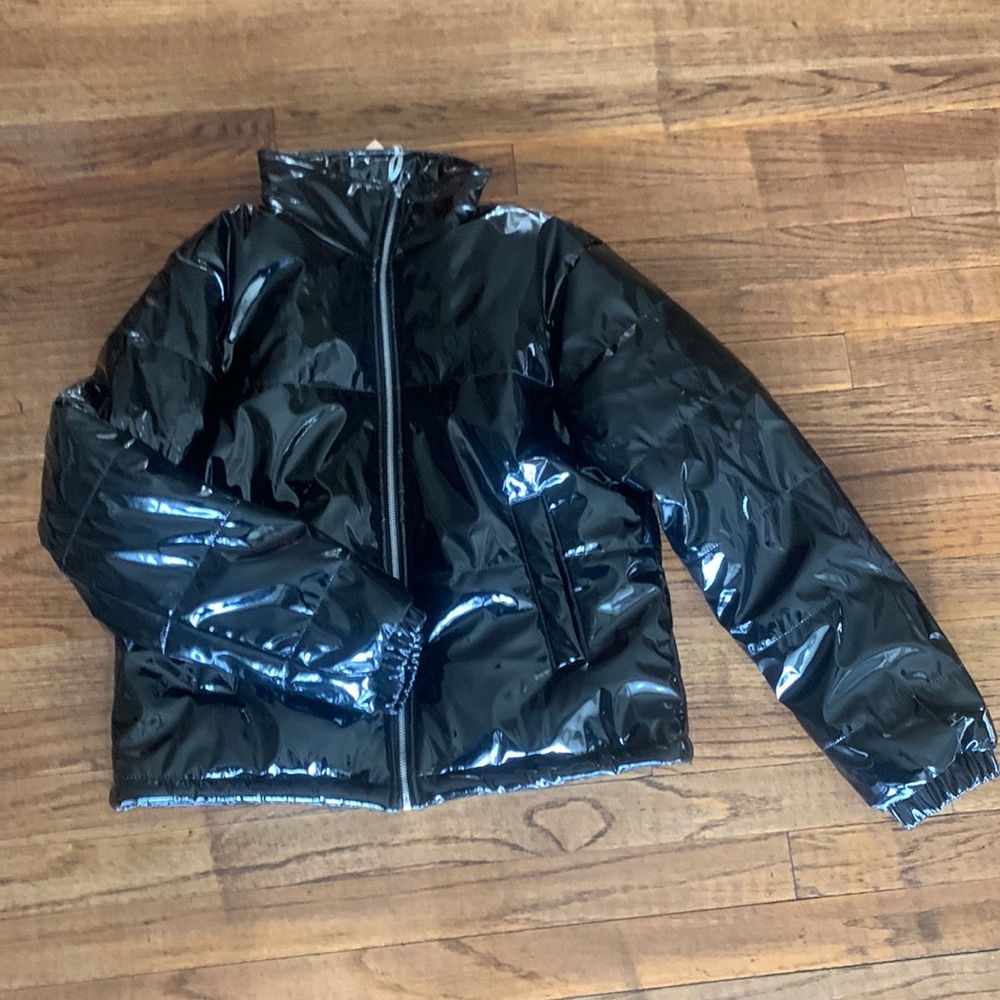 Cropped Patent Leather Bomber